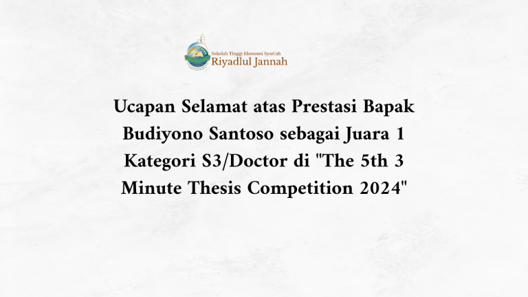 Ucapan Selamat atas Prestasi Bapak Budiyono Santoso sebagai Juara 1 Kategori S3/Doctor di "The 5th 3 Minute Thesis Competition 2024"